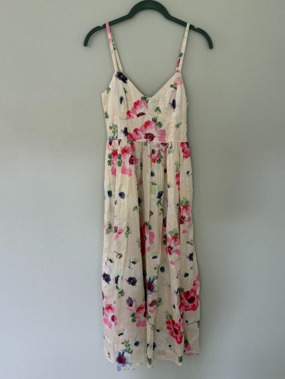GAP floral spaghetti strap maxi dress ivory, pink, green XXS (NWT)